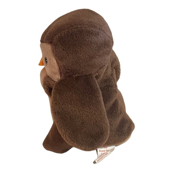 Vintage 1996 Hoot The Owl Ty Beanie Baby PVC Pellets No Hang Tag Retired - Picture 5 of 7